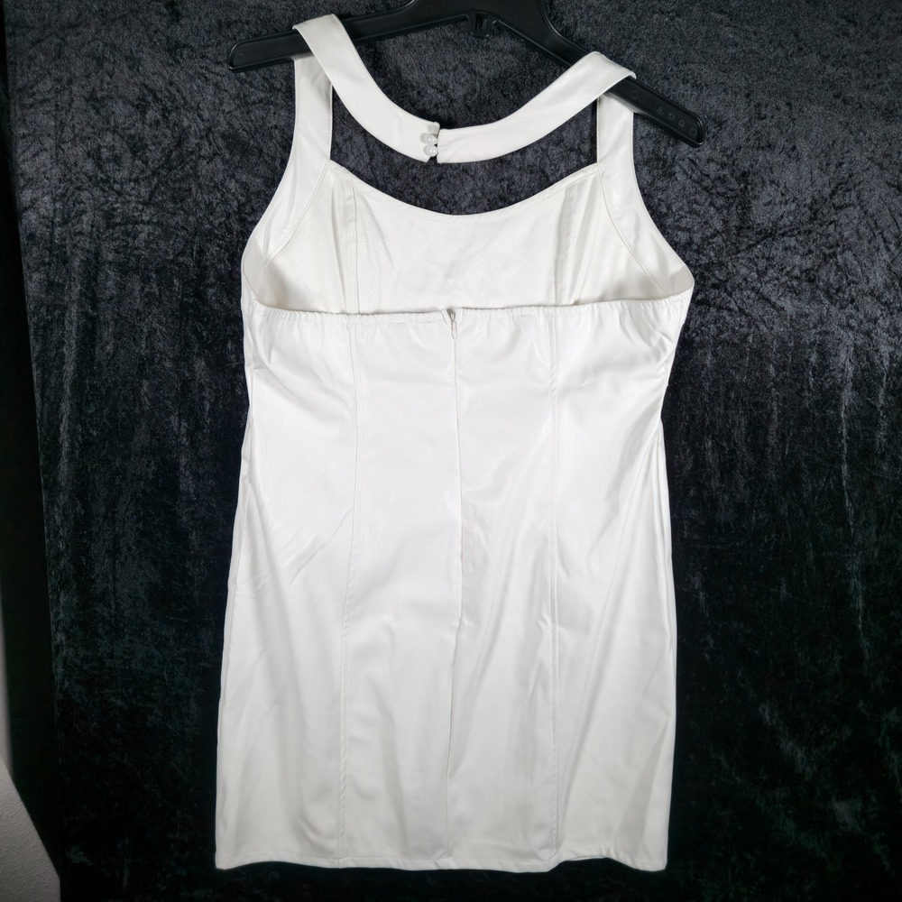 PrettyLittleThing PU Halterneck Split Detail Bodycon Dress Faux Leather Size 12 - Picture 7 of 8